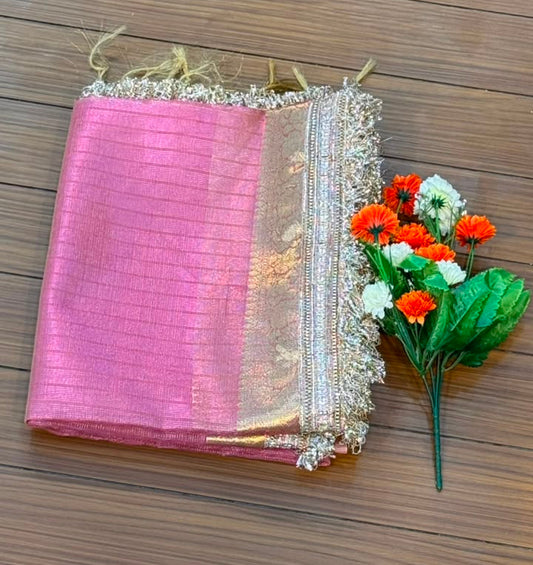 Fancy Tissue Lace Border Saree | SSLT395