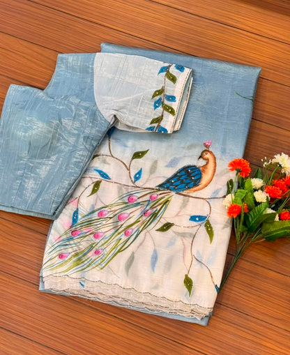 Handwork Elegance Handprint Saree with Blouse | SSHW400