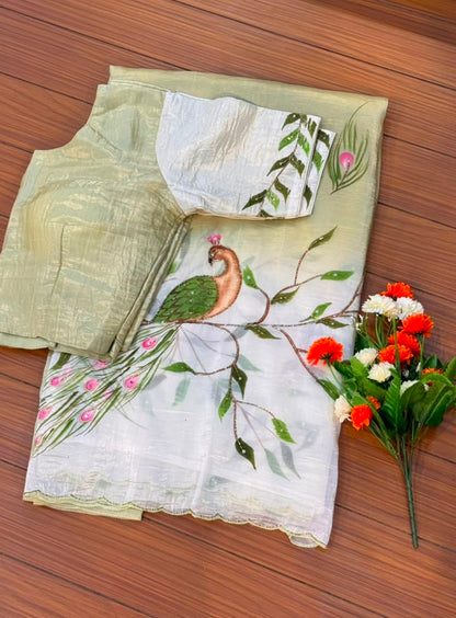 Handwork Elegance Handprint Saree with Blouse | SSHW400