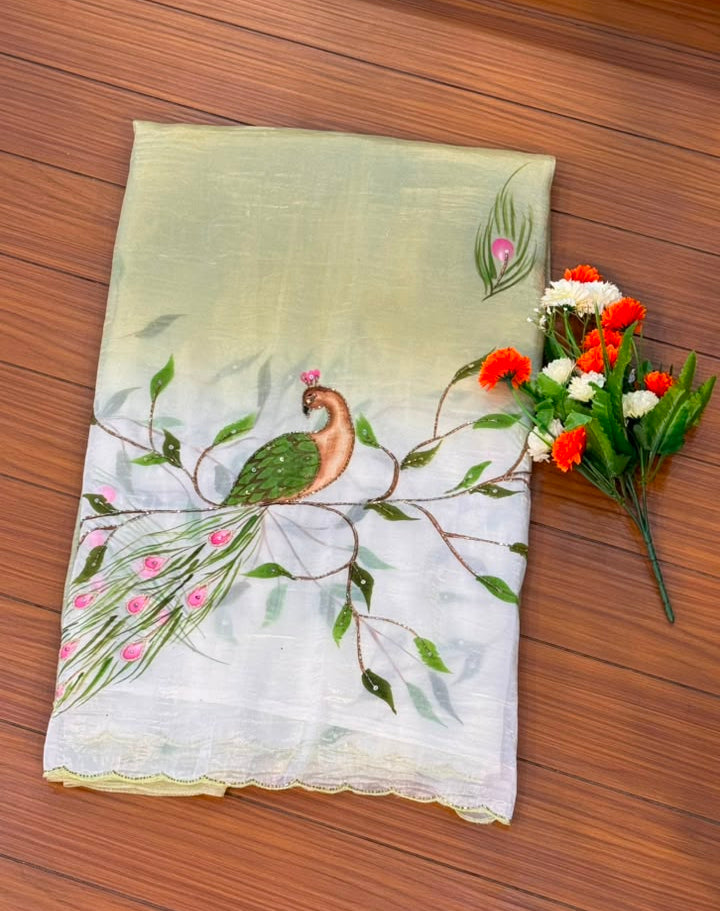 Handwork Elegance Handprint Saree with Blouse | SSHW400