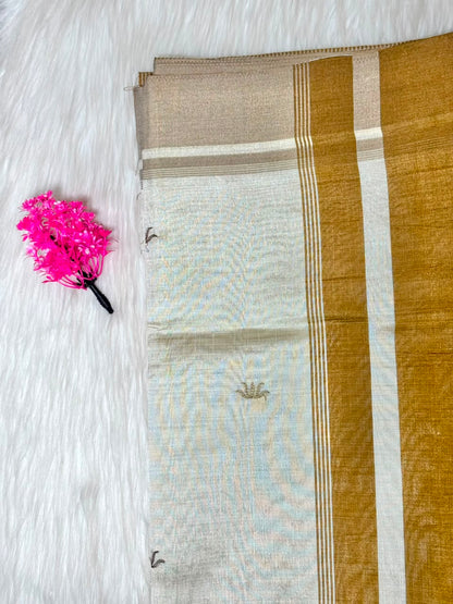 Kerala Saree Floral Embroidery Saree | SSOS401