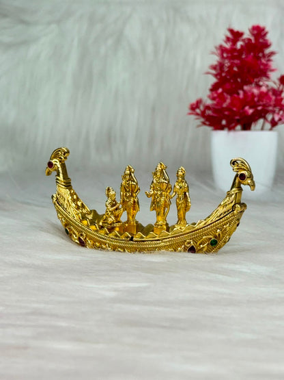 Krishna – Radha Peacock Boat Kumkum Box | SSKR033