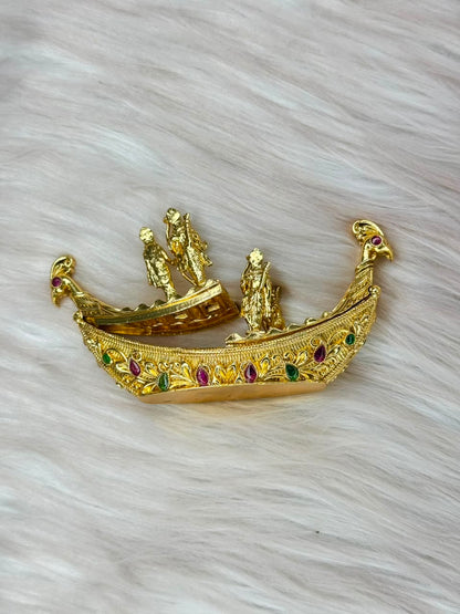 Krishna – Radha Peacock Boat Kumkum Box | SSKR033