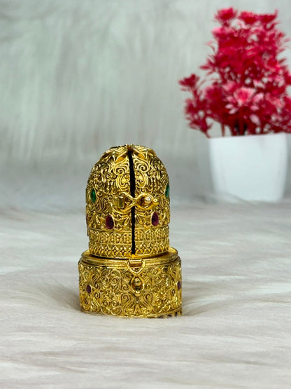 Antique Gold Finish Ram Darbar Mini Mandir Kumkum Box | SSAG034
