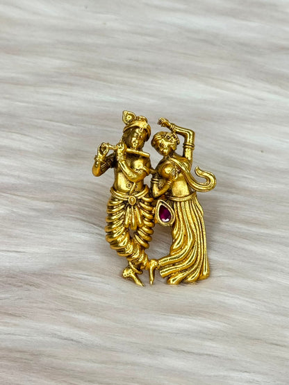 Radha Krishna Flute Designer Ring | SSFR038