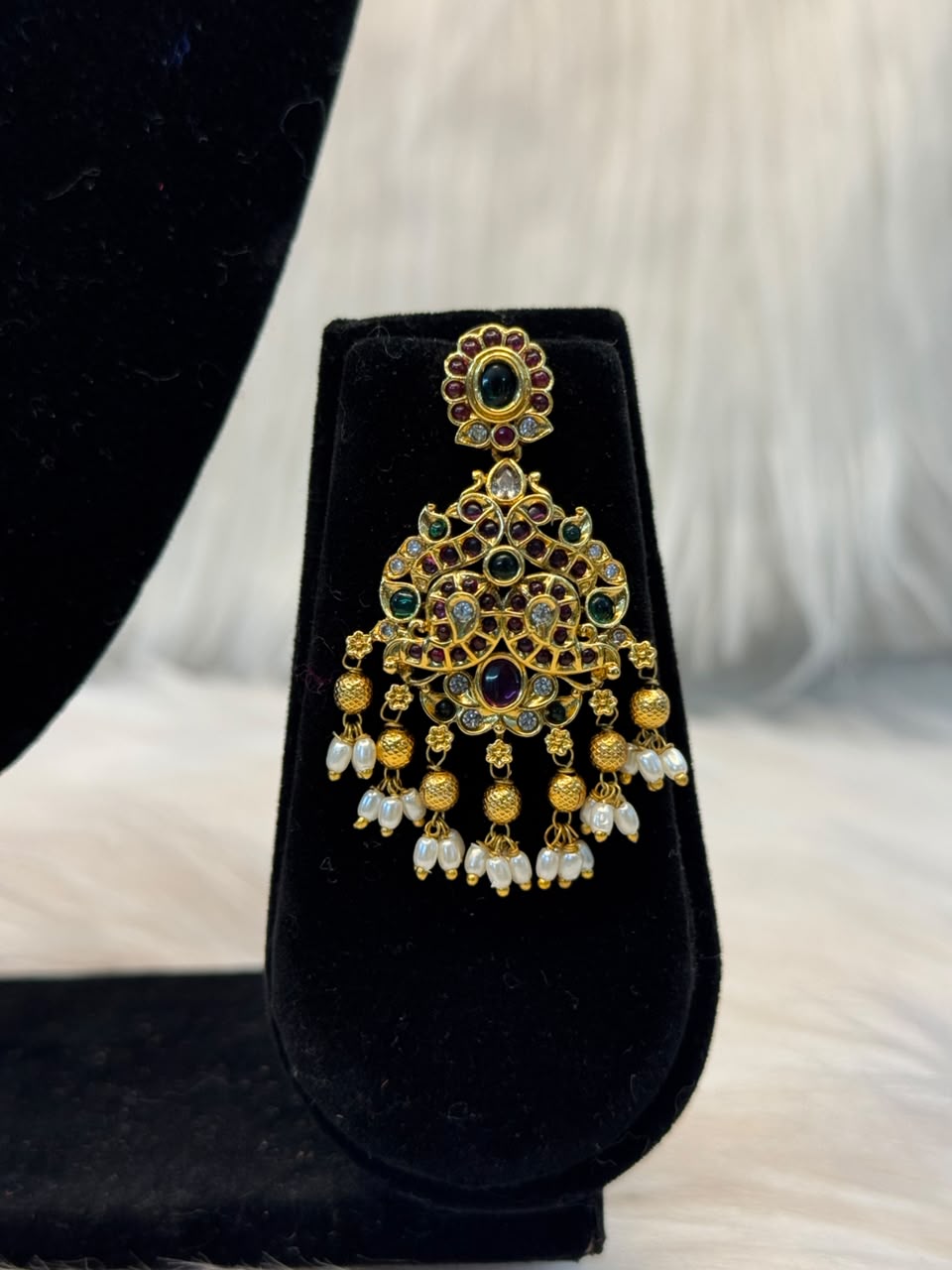 Antique Peacock Kemp Stone Necklace Set B10 | SSAP043