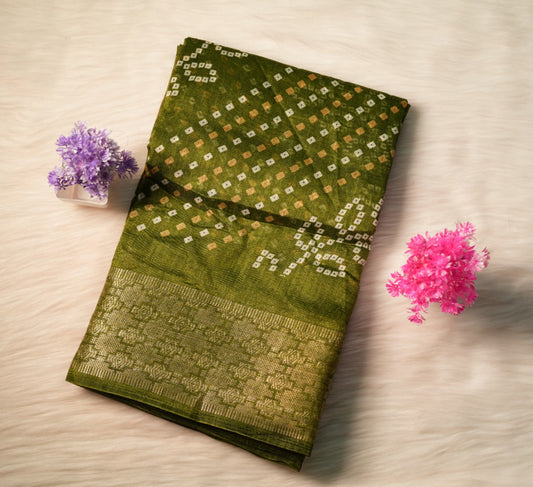 Dobby Border Fancy Flower Design Saree | SSFD225